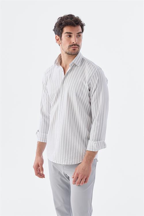 Rahat Kalıp - Comfort Fit Serili Gömlek-Jakamen  Klasik Yaka  Serili