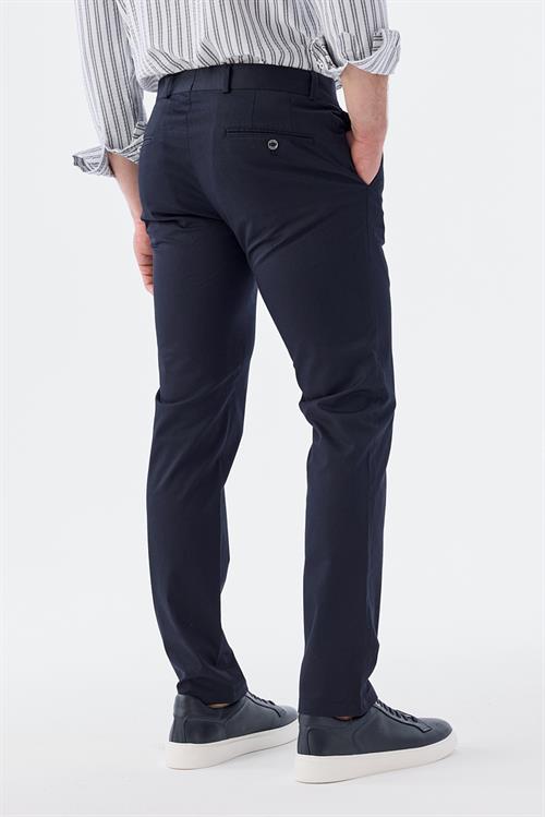 Lacivert Extra Slim Fit Pamuklu Yan Cep Kanvas Pantolon