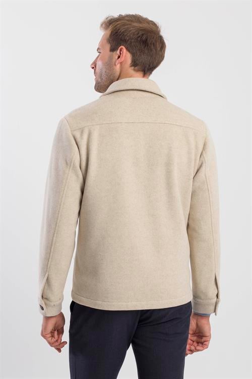 Bej Comfort Fit Bebe Yaka Yünlü Mont