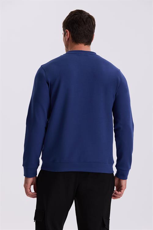 İndigo Slim Fit Bisiklet Yaka Basic Pamuklu Likralı Sweatshirt