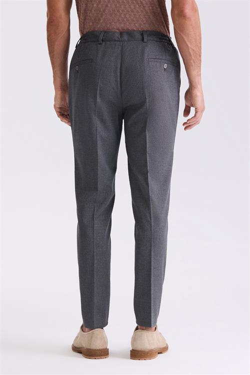 Koyu Lacivert Comfort Fit Beli Lastikli Yünlü Kumaş Pantolon