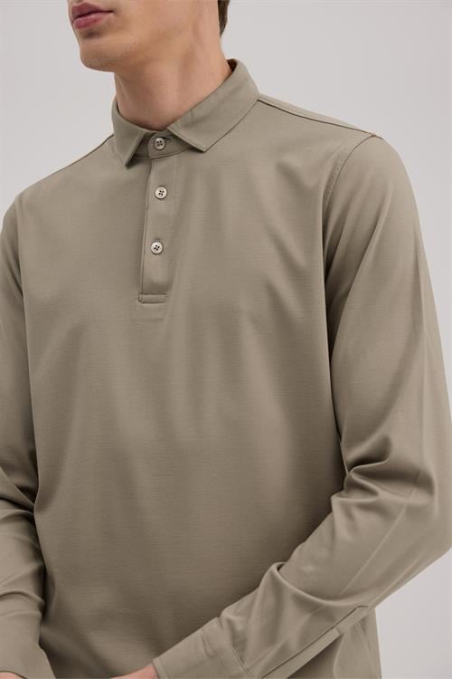 Kahve Slim Fit Polo Yaka Sweatshirt