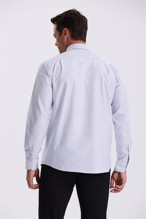 Lacivert %100 Pamuk Düğmeli Yaka Comfort Fit Gömlek