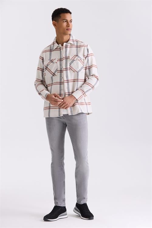 Gri Slim fit Likralı Pamuklu Yıkamalı Jean Kot Pantolon