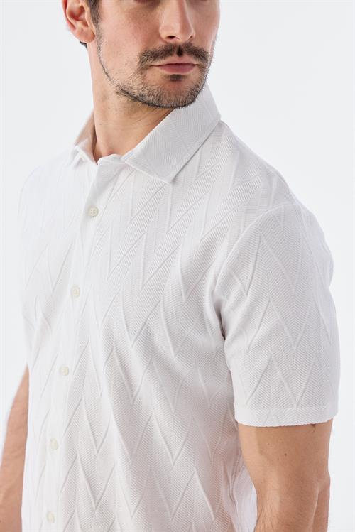 Dar Kalıp - Slim Fit Serili T-Shirt-Jakamen  Gömlek Yaka  Serili