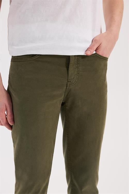 Haki Dar Kalıp - Slim Fit Pantolon Spor 5 Cep