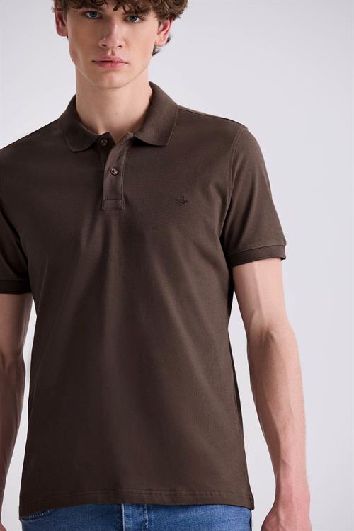 Kahve Slim Fit Polo Yaka T-Shirt
