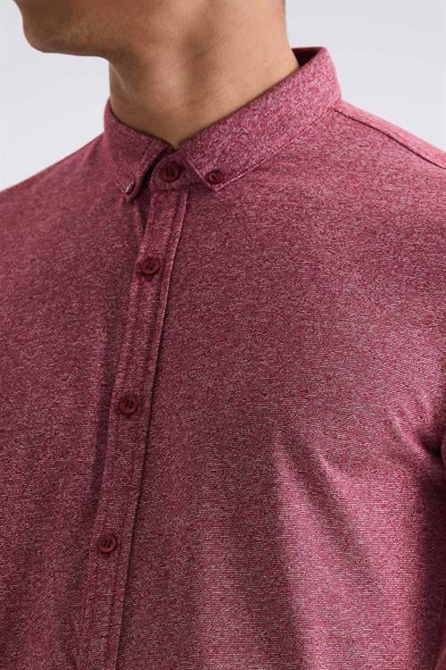 Bordo Slim Fit Gömlek Yaka Düğmeli T-Shirt