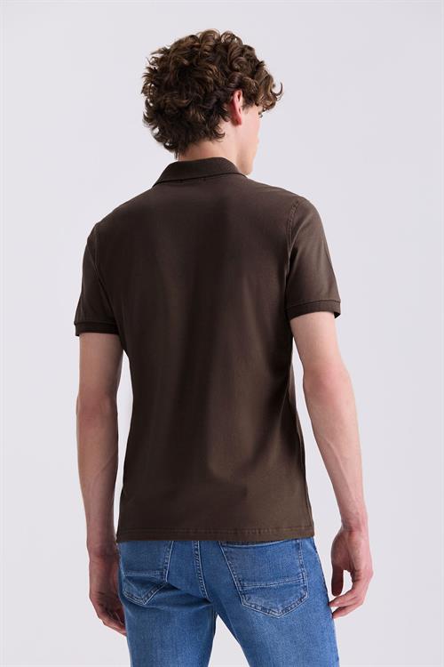 Kahve Slim Fit Polo Yaka T-Shirt