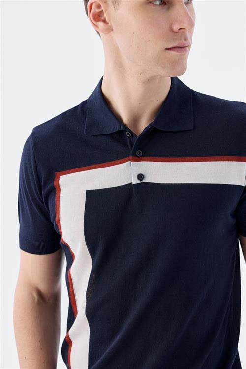 Dar Kalıp - Slim Fit Serili T-Shirt-Jakamen  Polo Yaka  Serili