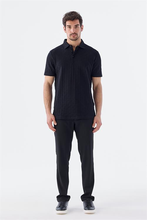 Dar Kalıp - Slim Fit Serili T-Shirt-Jakamen  Polo Yaka  Serili