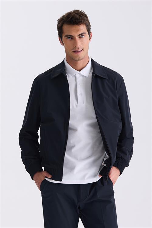 Lacivert Comfort Fit Bebe Yaka Mevsimlik Mont