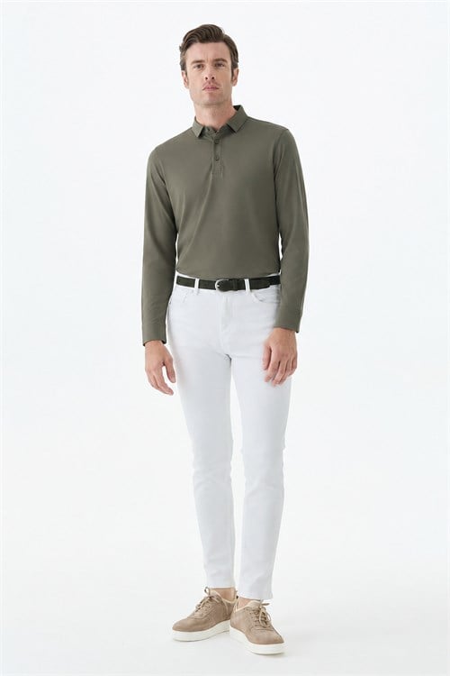 Beyaz Slim Fit 5 Cep Kot Pantolon