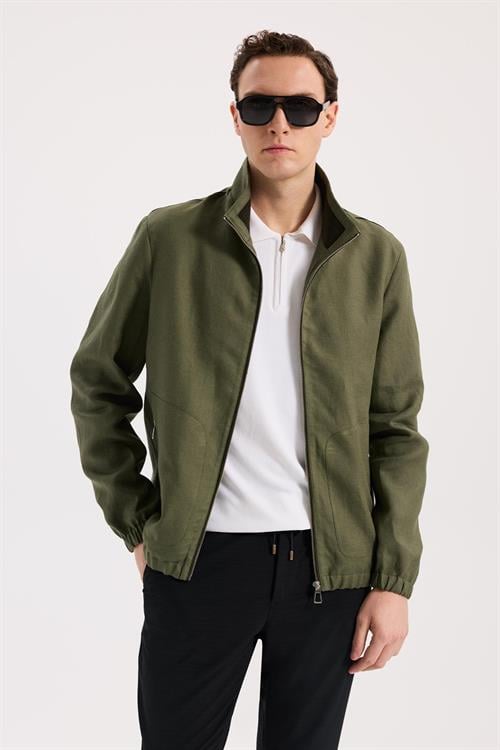 Haki Rahat Kalıp - Comfort Fit Mont Dik Yaka