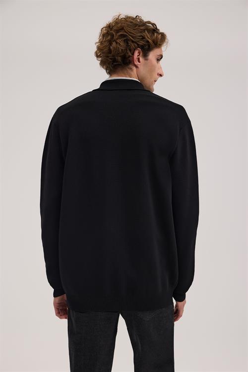 Siyah Dar Kalıp - Slim Fit Triko Ceket