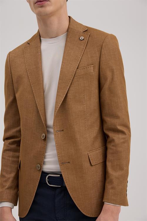 Taba Dar Kalıp - Slim Fit Ceket Sivri Yaka