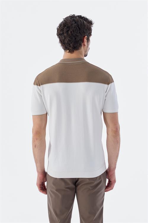 Dar Kalıp - Slim Fit Serili T-Shirt-Jakamen  POLO FERMUARLI  Serili