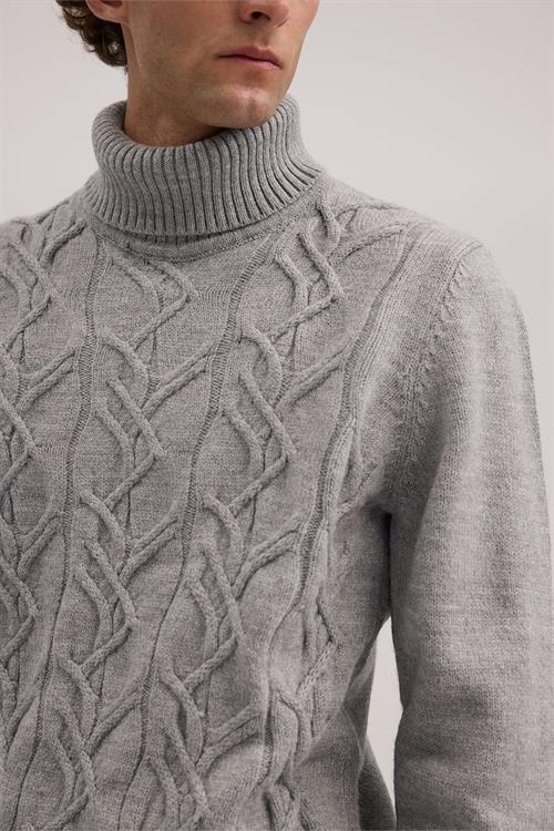 Gri Dar Kalıp - Slim Fit Triko Tam Balıkcı Yaka