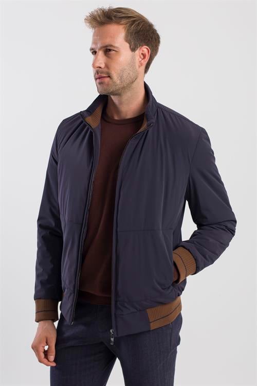 Lacivert Comfort Fit Dik Yaka Mont