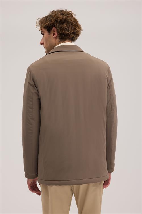 Bej Rahat Kalıp - Comfort Fit Mont Berberi Yaka