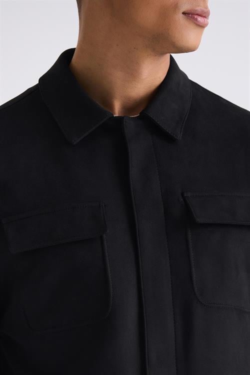 Siyah Comfort Fit Bebe Yaka Mevsimlik Mont