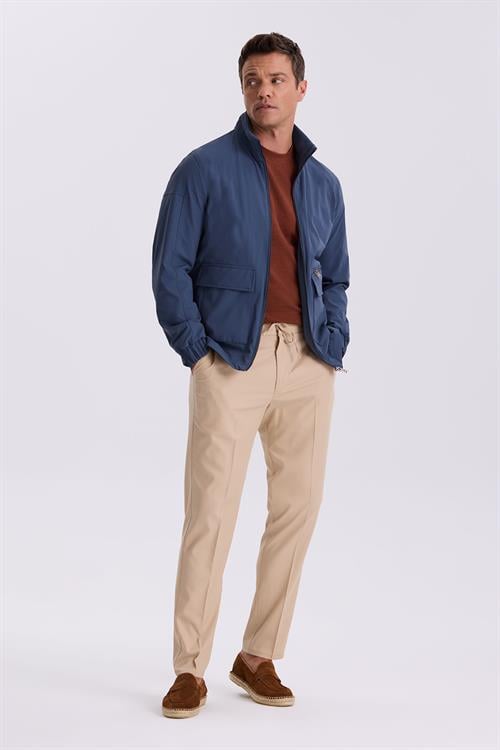 İndigo Comfort Fit Dik Yaka Mevsimlik Mont