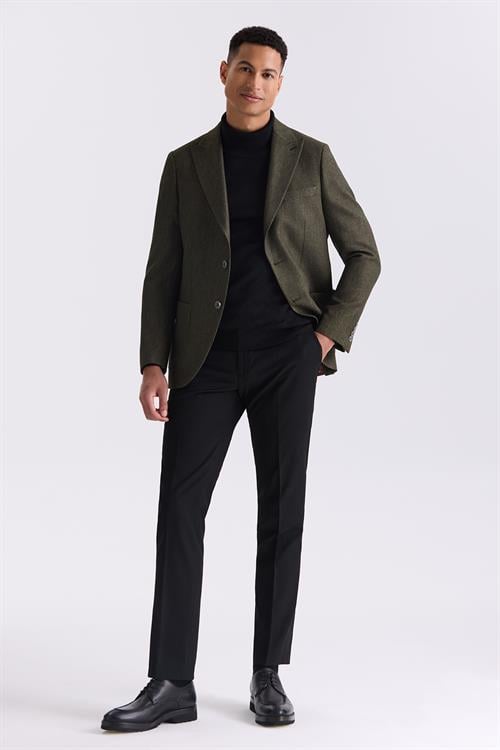 Haki Slim Fit Sivri Yaka Spor Ceket