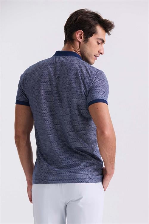 Lacivert Classic Fit Cepli Desenli Polo Yaka T-Shirt
