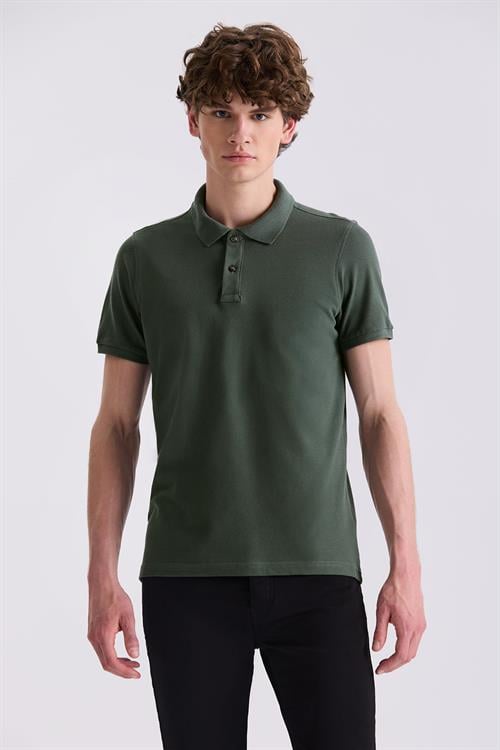 Haki Slim Fit Polo Yaka T-Shirt