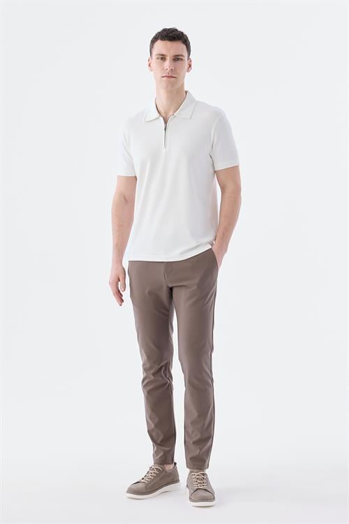 Dar Kalıp - Slim Fit Serili T-Shirt-Jakamen  Apaş Yaka  Serili