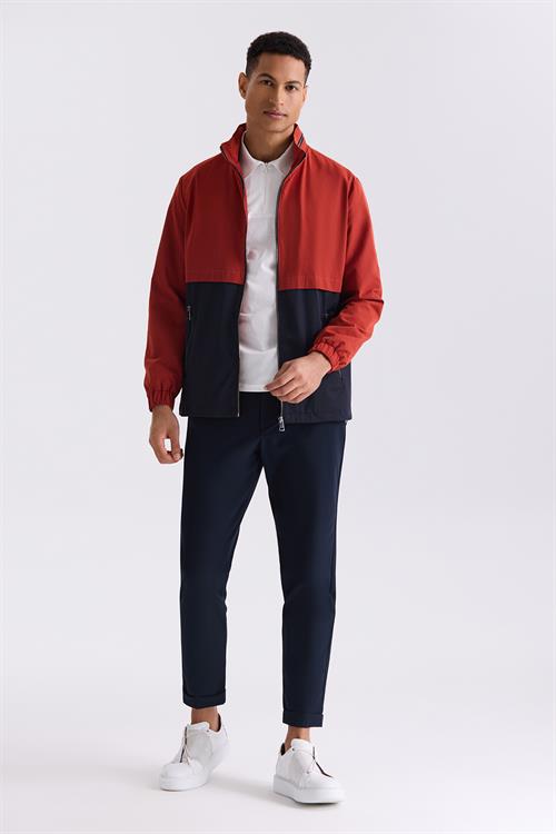 Kırmızı Comfort Fit Hakim Yaka Mevsimlik Mont