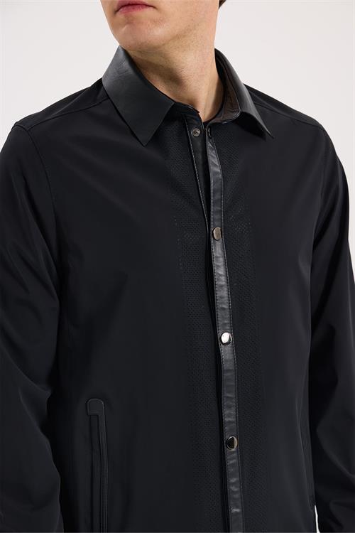 Lacivert Rahat Kalıp - Comfort Fit Mont Berberi Yaka