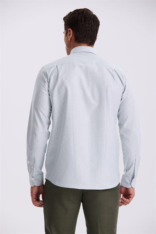 Yeşil %100 Pamuk Düğmeli Yaka Comfort Fit Gömlek