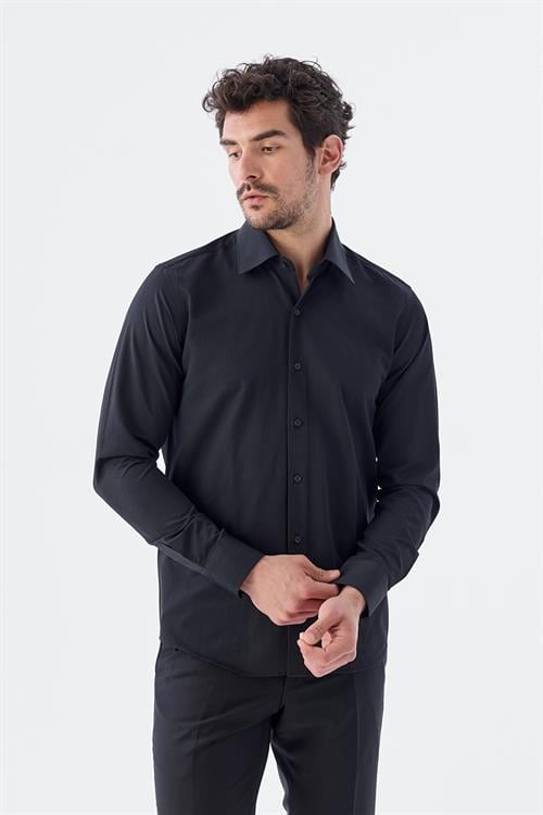 Dar Kalıp - Slim Fit Serili Gömlek-Jakamen  YAKA ÇİFT POLİKAT  Serili
