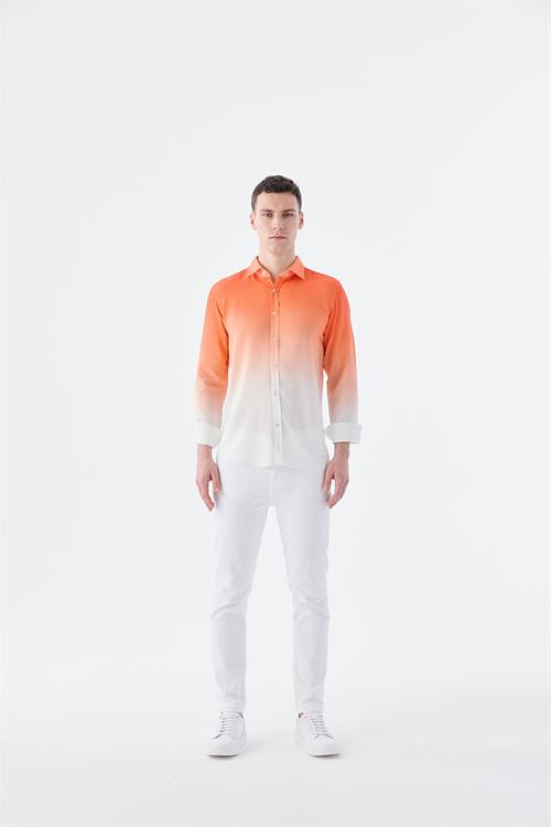 Rahat Kalıp - Comfort Fit Serili Gömlek-Jakamen  Yaka Alttan Düğmeli  Serili