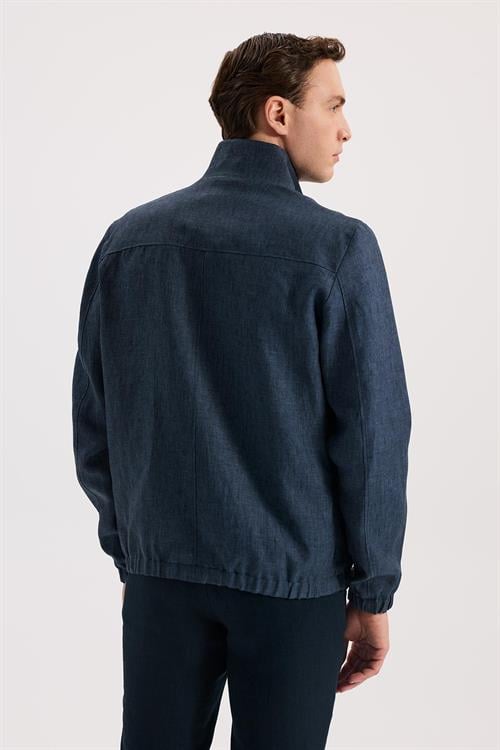 Lacivert Rahat Kalıp - Comfort Fit Mont Dik Yaka