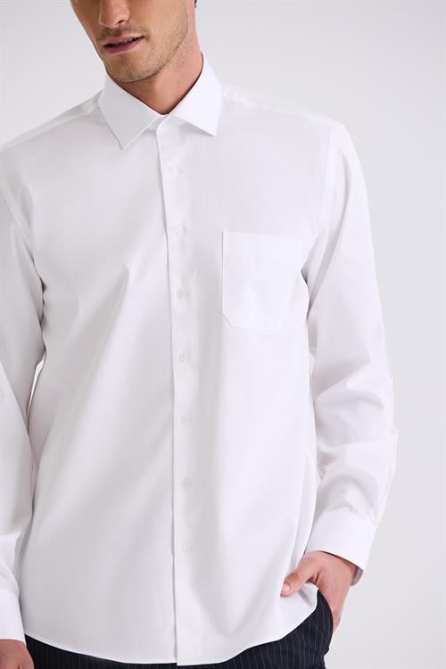 Beyaz Classic Fit %100 Pamuk Gömlek