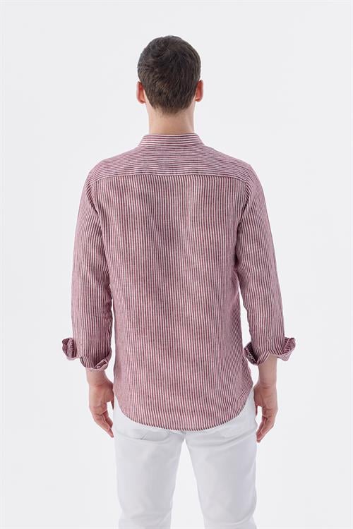 Bordo Rahat Kalıp - Comfort Fit Gömlek Klasik Yaka