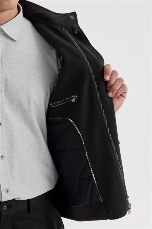 Yeşil Comfort Fit Dik Yaka Casual Mont