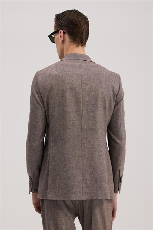 Bordo Dar Kalıp - Slim Fit Takım Elbise Kruvaze