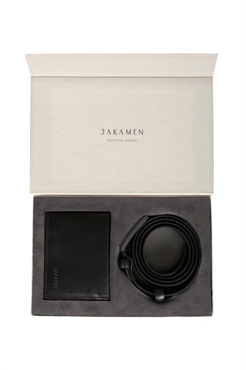 Siyah Jkm Set Kemer Cüzdan Suni Deri