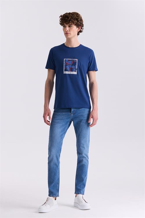 Lacivert Slim Fit Bisiklet Yaka T-Shirt