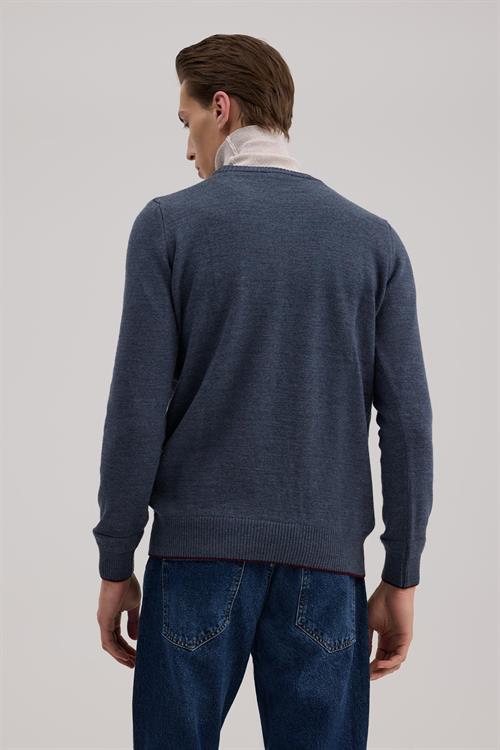 İndigo Slim Fit Bisiklet Yaka Triko