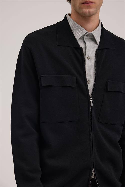 Siyah Dar Kalıp - Slim Fit Triko Ceket