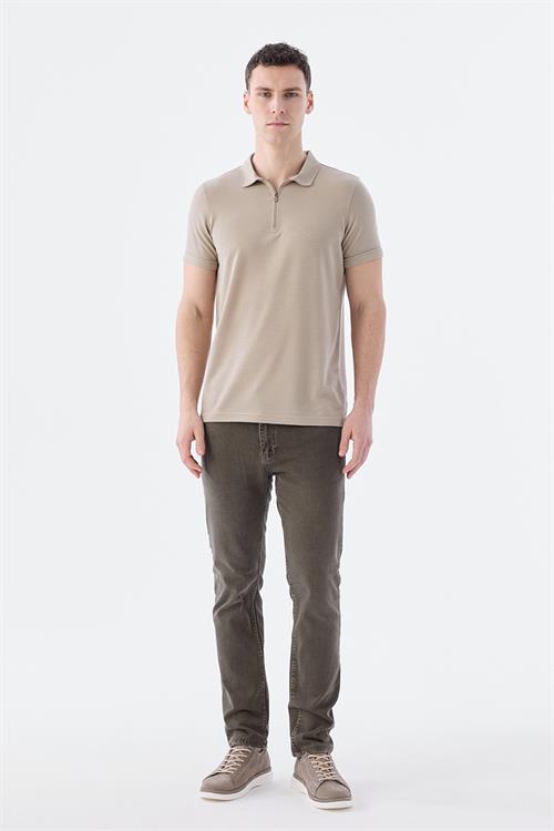 Dar Kalıp - Slim Fit Serili T-Shirt-Jakamen  Fermuarlı  Serili