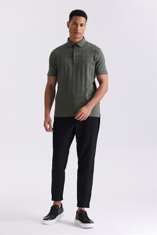 Haki Slim Fit Desenli Polo  Yaka T-Shirt