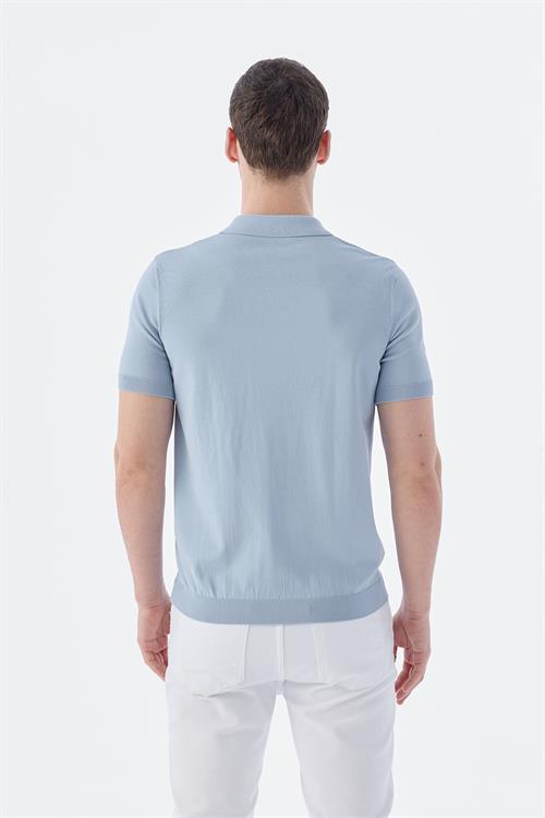 Dar Kalıp - Slim Fit Serili T-Shirt-Jakamen  Polo Düğmeli  Serili