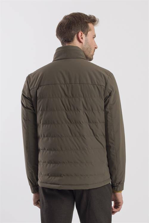 Haki Comfort Fit Dik Yaka Spor Mont