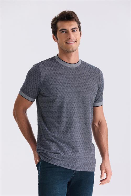 Lacivert Slim Fit Bisiklet Yaka T-Shirt