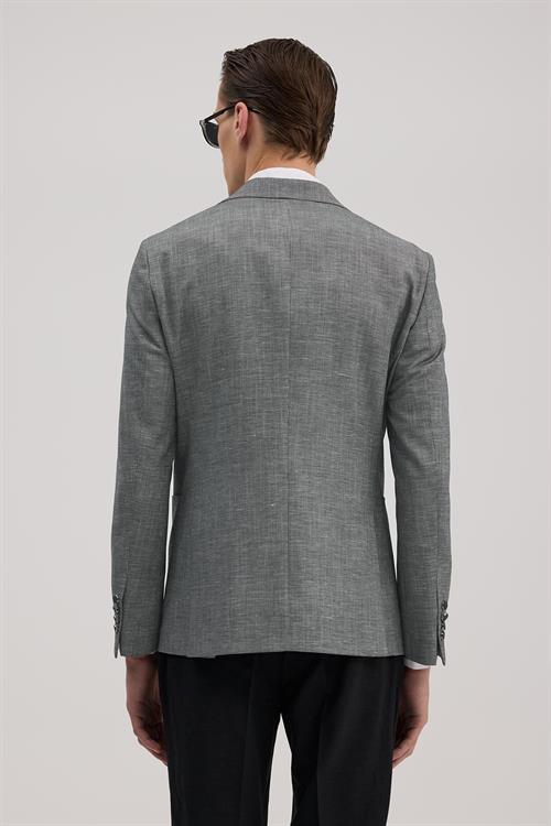 Siyah Dar Kalıp - Slim Fit Takım Elbise Sivri Yaka